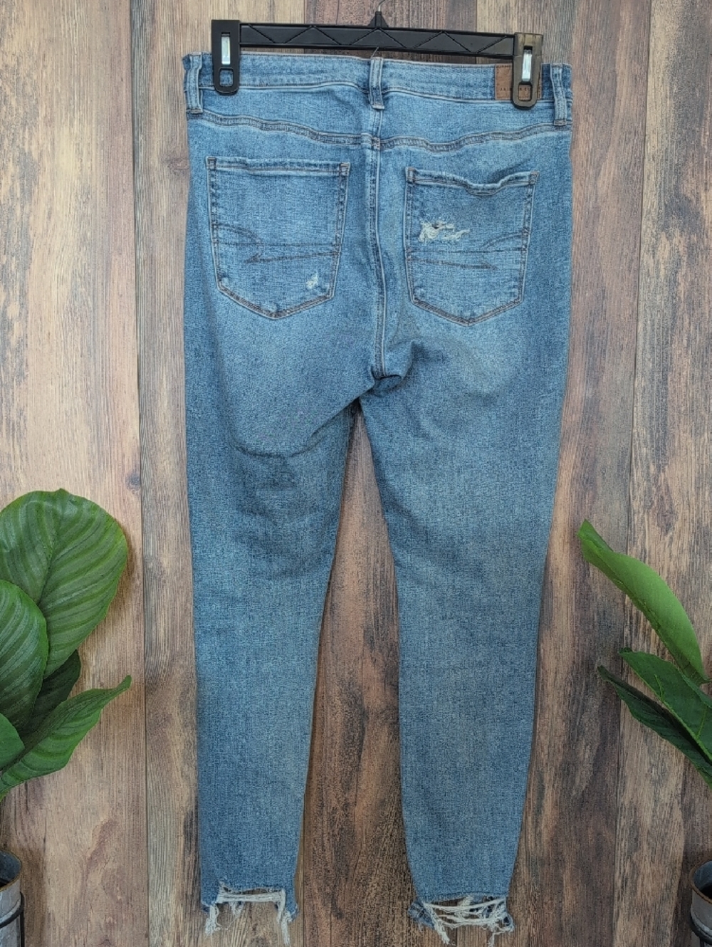 American Eagle Next Level Stretch Hi Rise Jegging Destroyed Jeans 12 F230